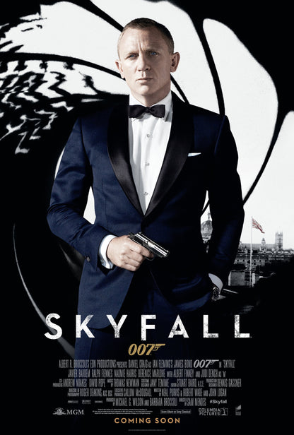 An original movie poster for the James Bond film Skyfall