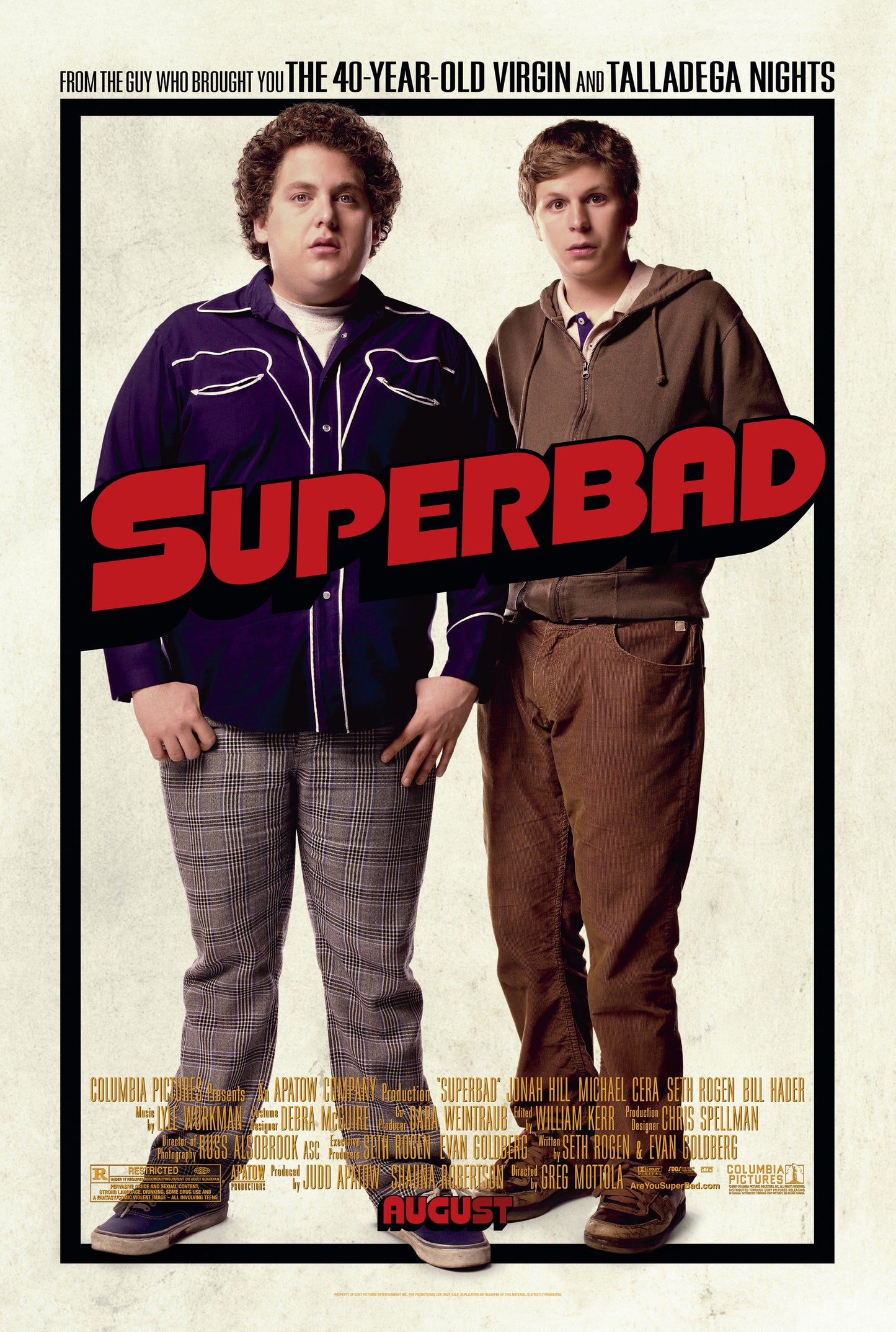 An original movie poster for the 2007 film Superbad