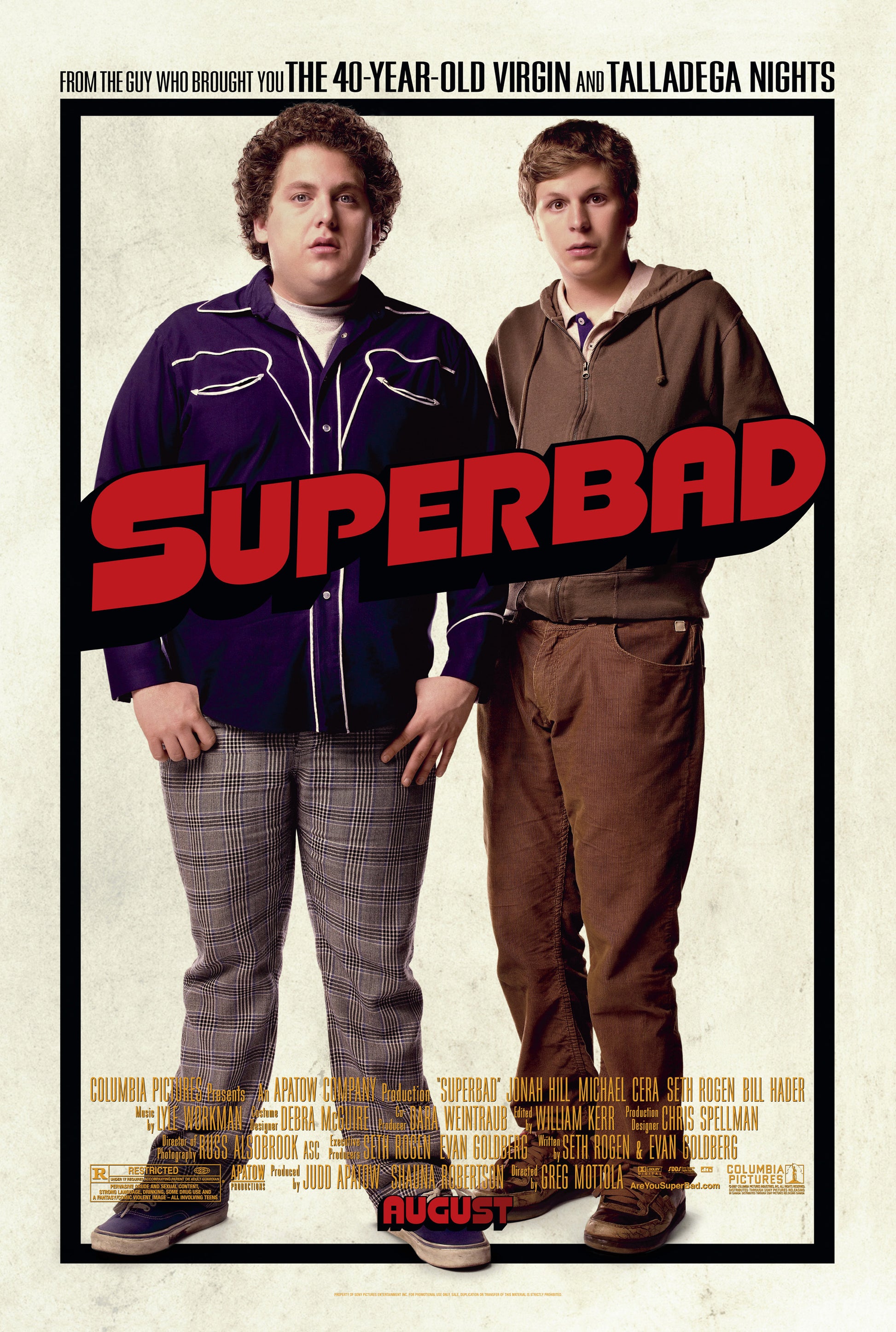 An original movie poster for the 2007 film Superbad