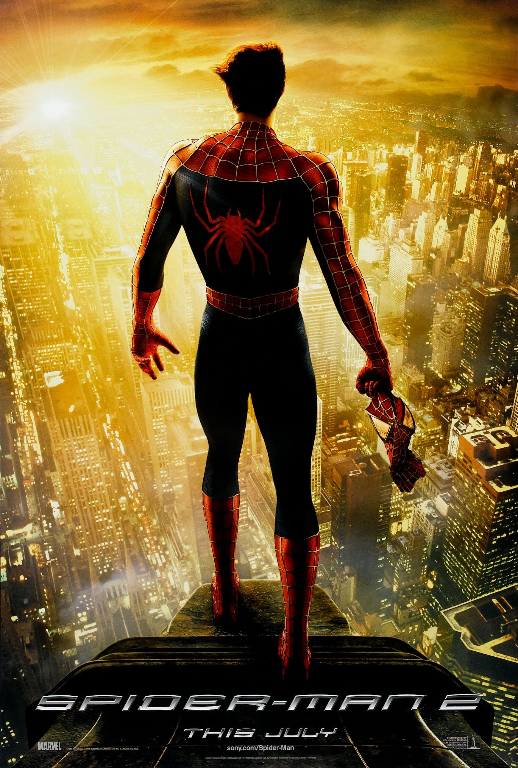 An original movie poster for the 2004 film Spider-Man 2