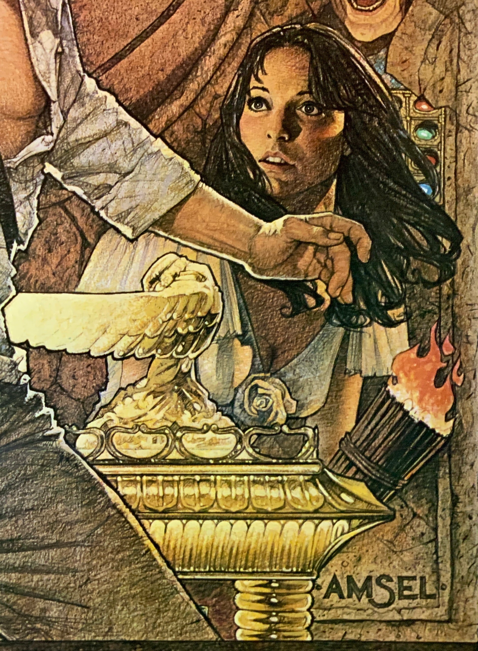 An original movie poster with art by Richard Amsel for the film Raiders of the Lost Ark