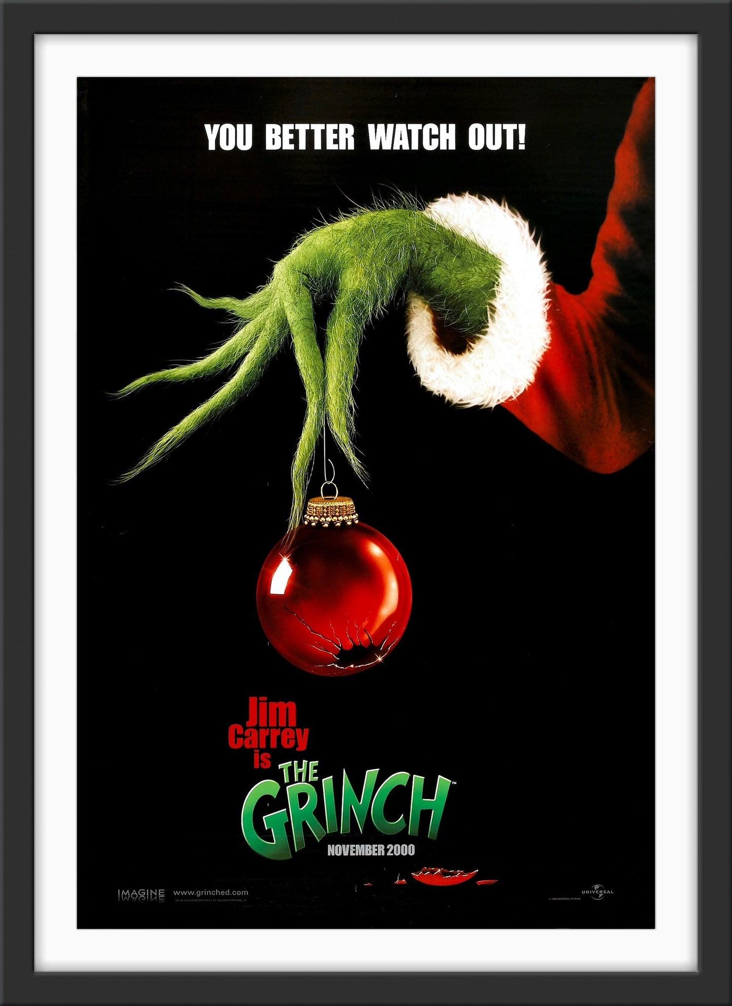 An original movie poster for the Christmas film The Grinch