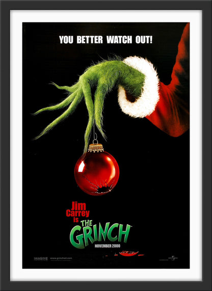 An original movie poster for the Christmas film The Grinch