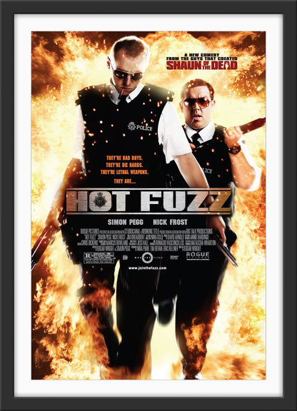 An original movie poster for the Edgar Wright movie Hot Fuzz