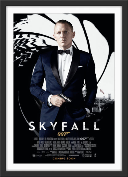 An original movie poster for the James Bond film Skyfall