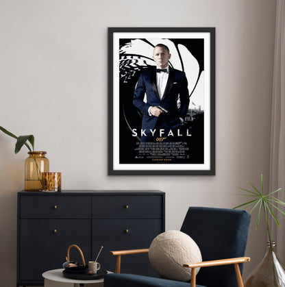 An original movie poster for the James Bond film Skyfall