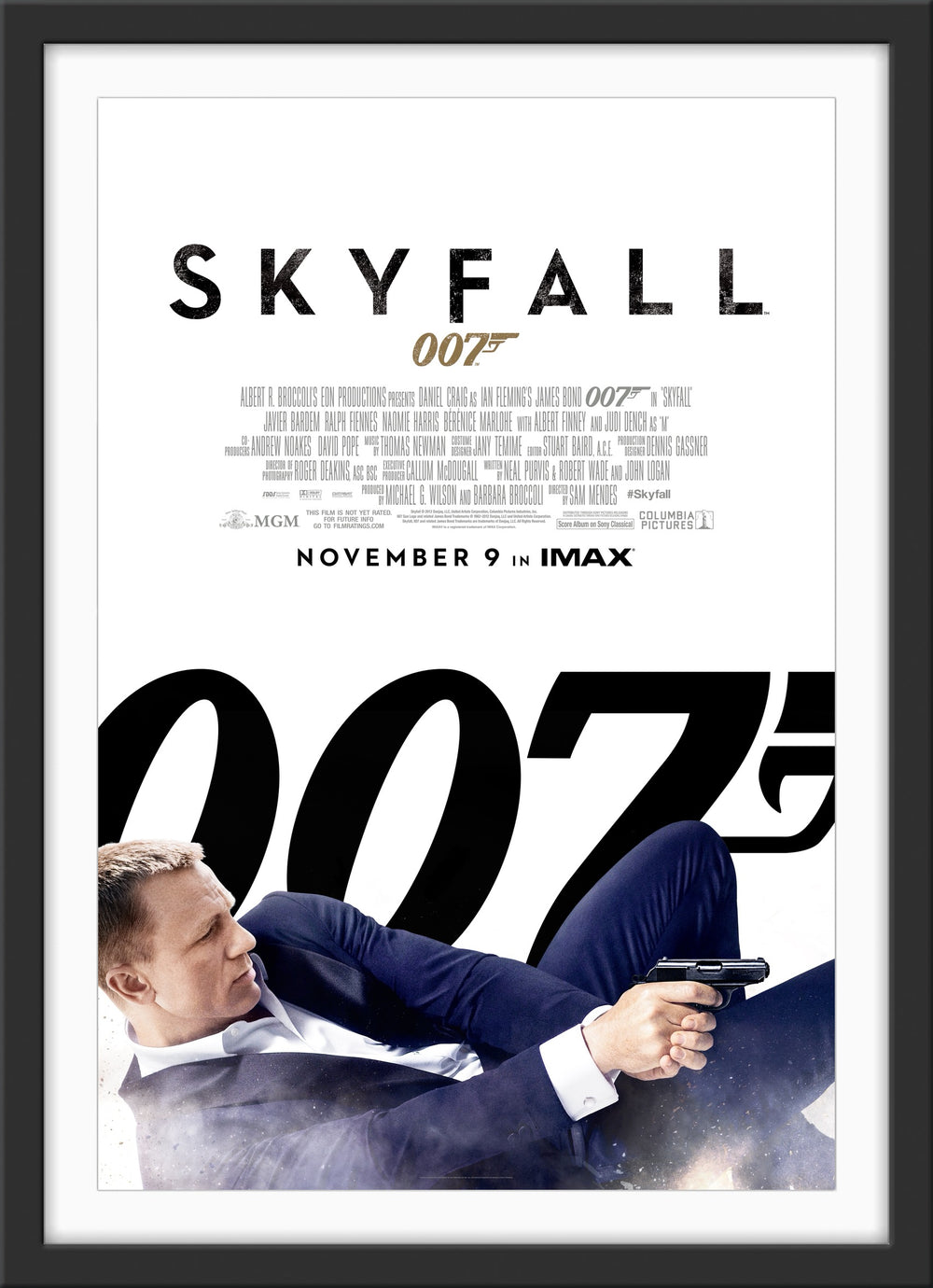 An original movie poster for the James Bond film Skyfall