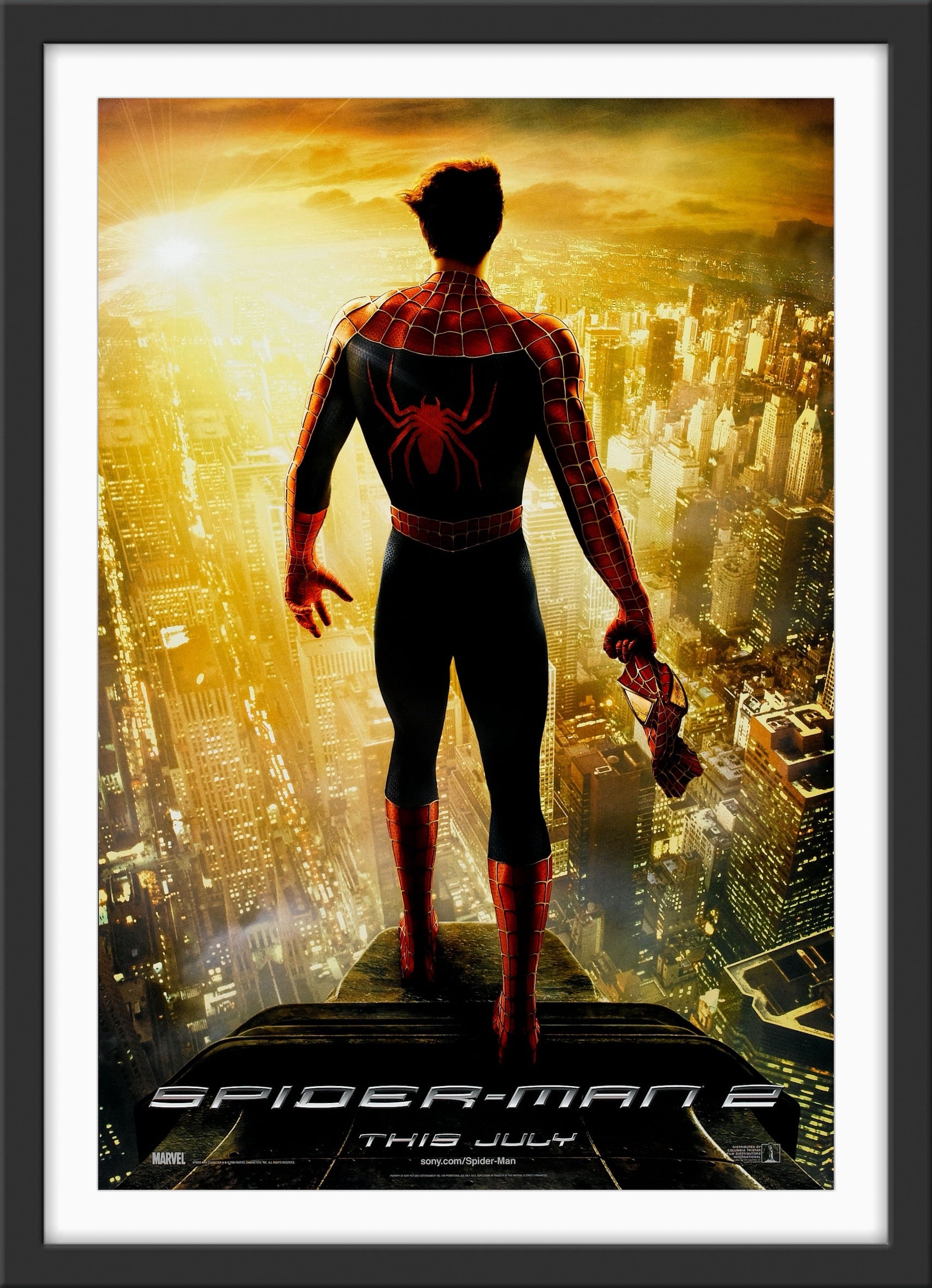 An original movie poster for the 2004 film Spider-Man 2