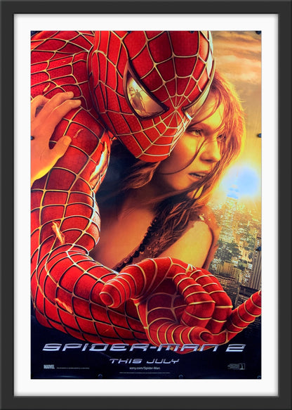 An original movie poster for the 2004 film Spider-Man 2