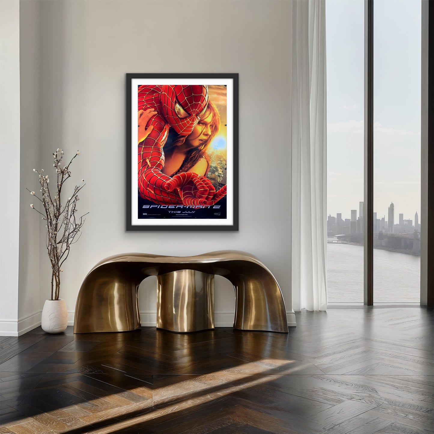 An original movie poster for the 2004 film Spider-Man 2