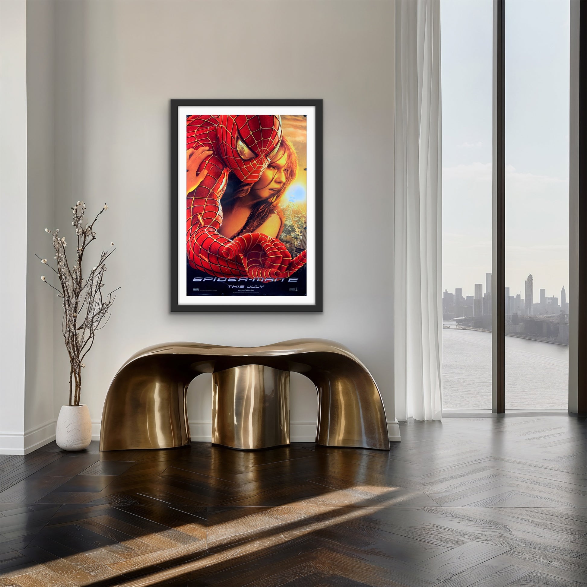 An original movie poster for the 2004 film Spider-Man 2