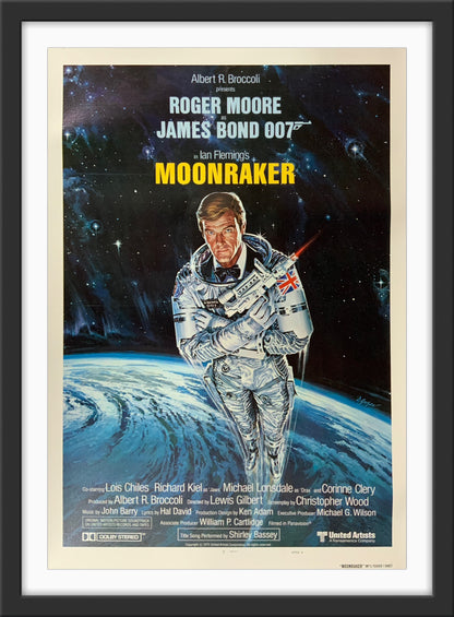 An original movie poster for the James Bond film Moonraker with artwork by Daniel Goozee