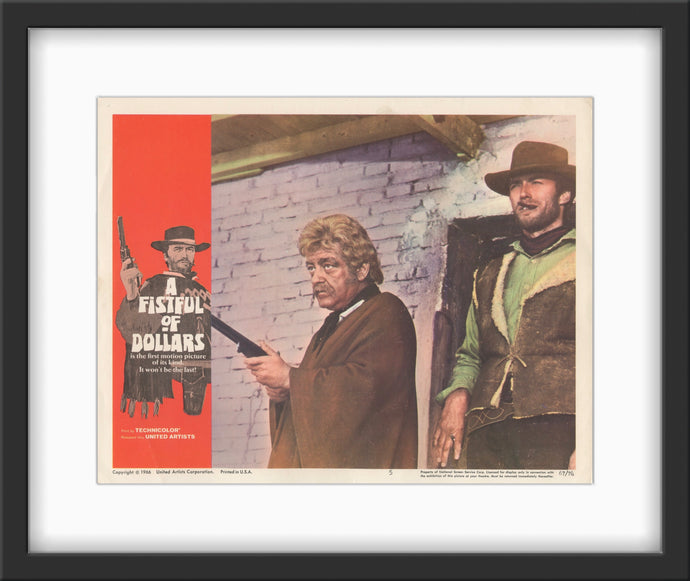 An original 11x14 lobby card for the Clint Eastwood Spaghetti Western, A Fistful of Dollars