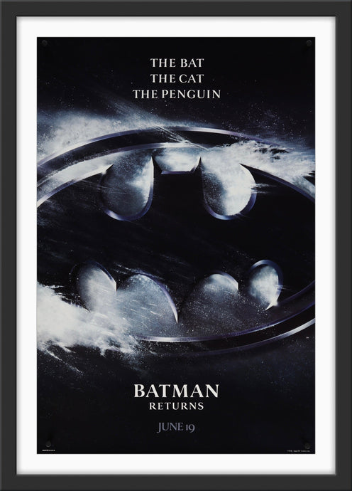An original teaser one sheet movie poster for the film Batman Returns