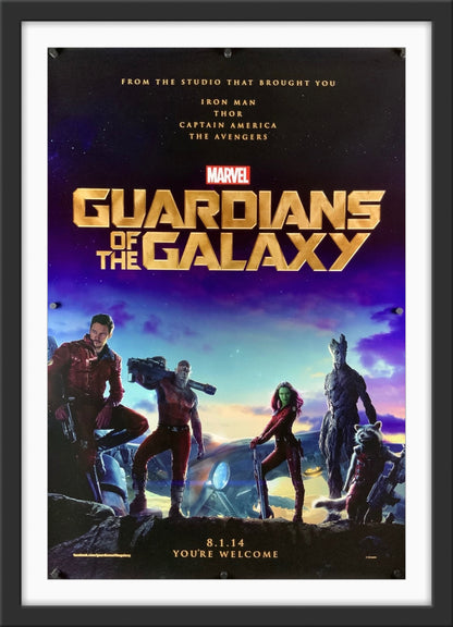 An original movie poster for the Marvel film Guardians of the Galaxy.