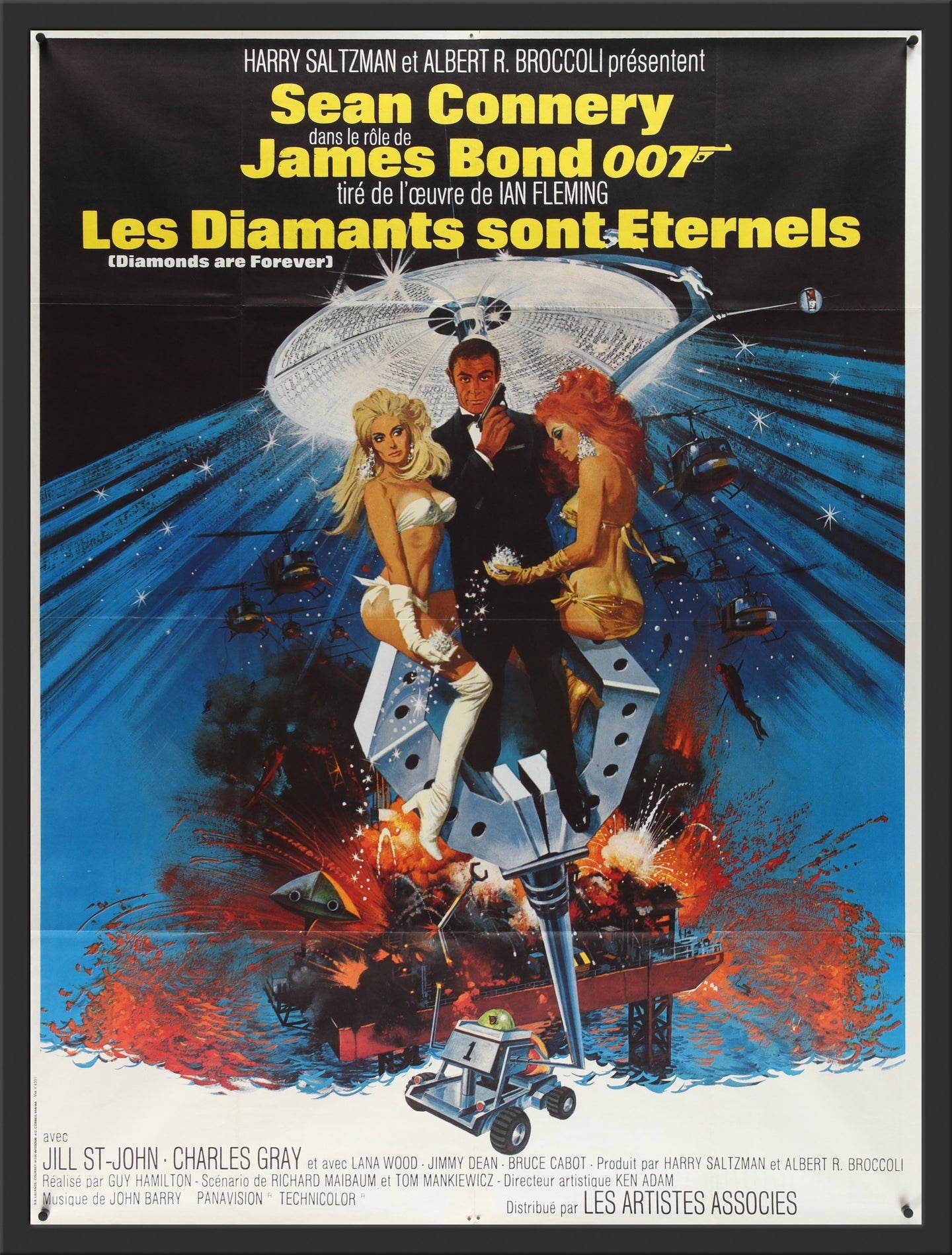 An original French Grande movie poster for the James Bond film Diamonds Are Forever