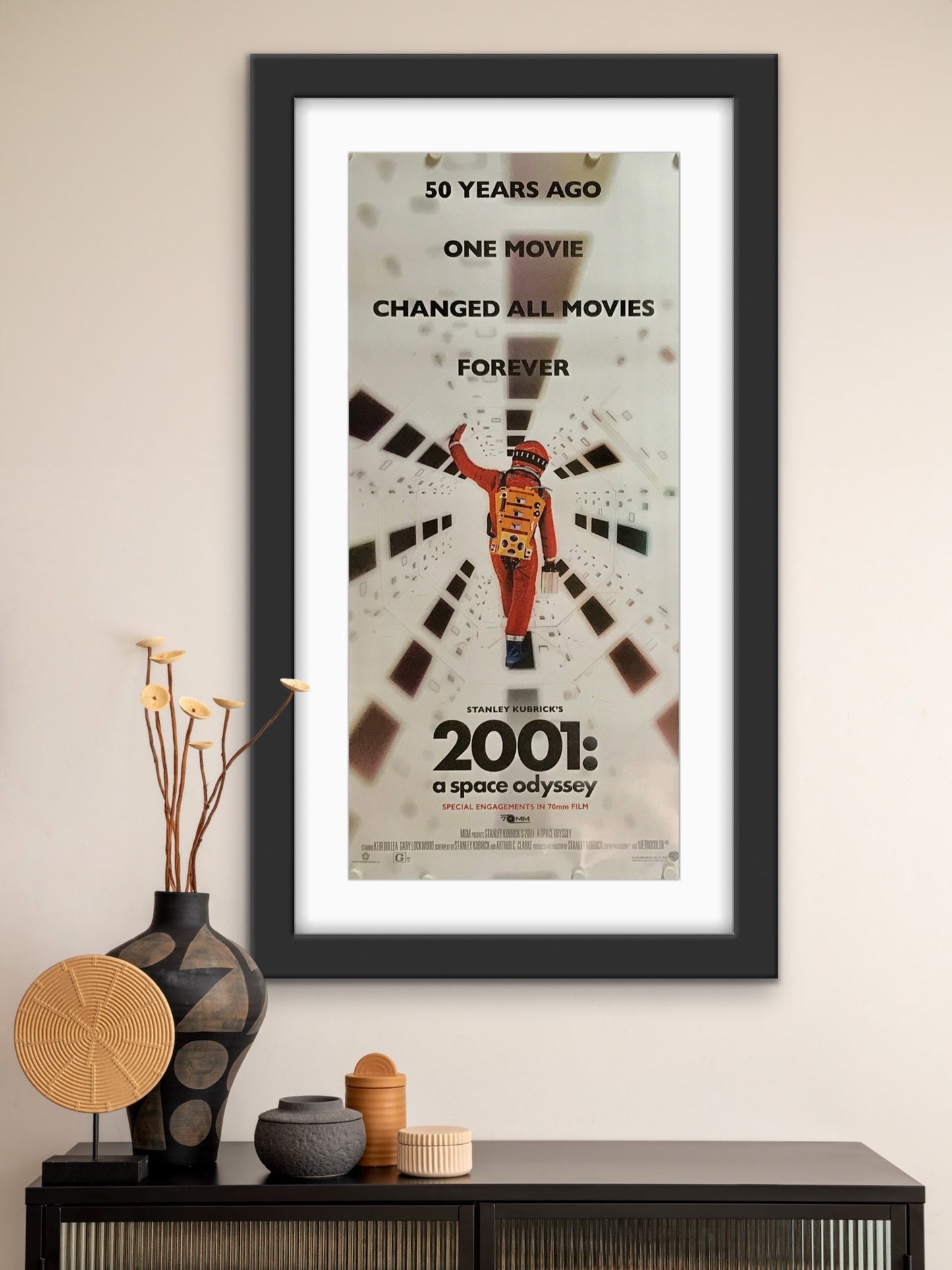 An original movie poster for the Kubrick film 2001 A Space Odyssey
