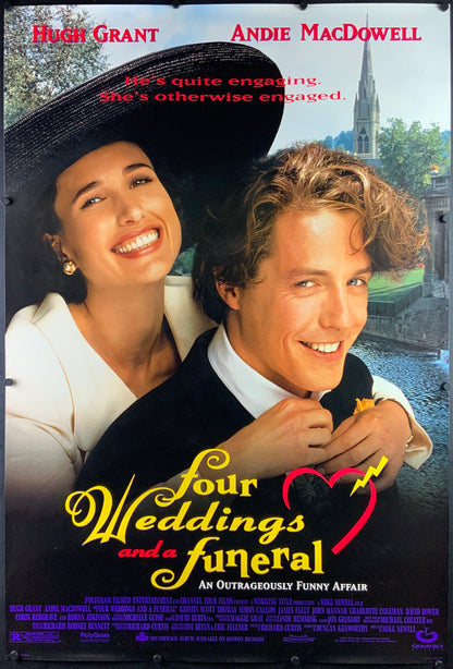 An original movie poster for the film Four Weddings and a Funeral