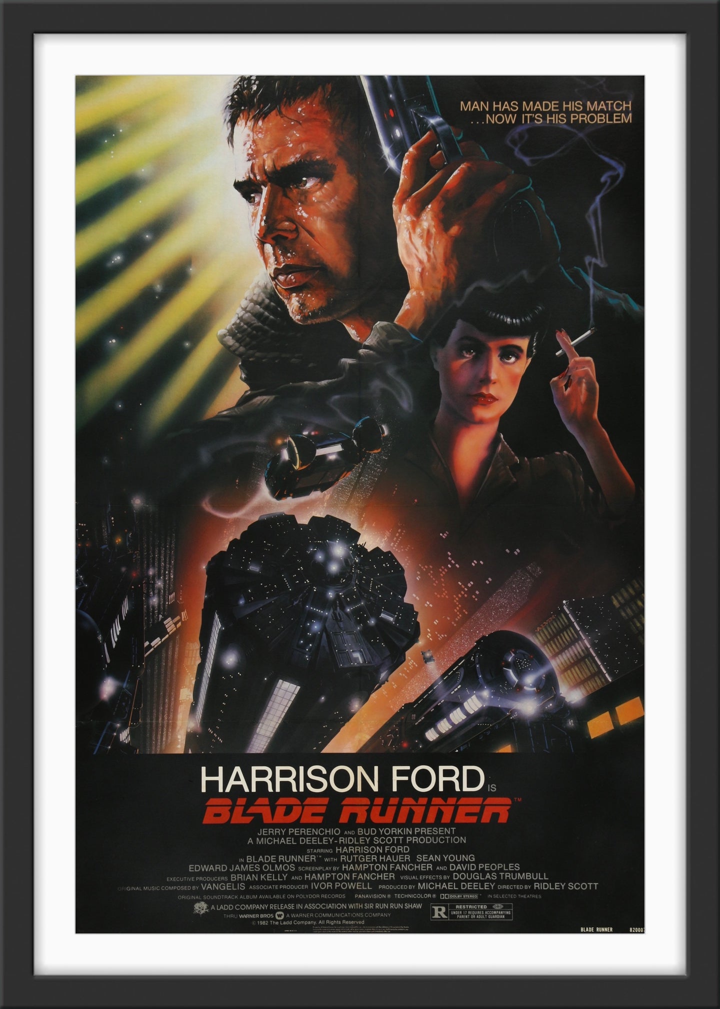 An original movie poster for the Ridley Scott film Bladerunner / Blade Runner