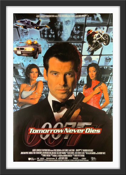 An original movie poster for the James Bond film Tomorrow Never Dies