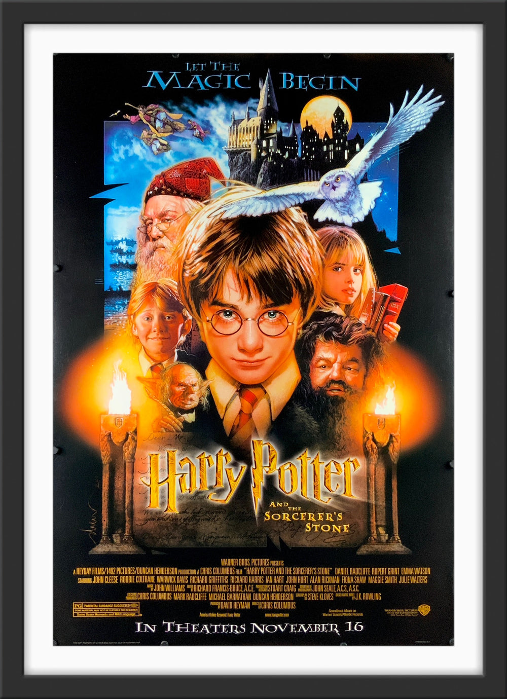 An original movie poster for the film Harry Potter and the Philosopher's Stone (Sorcerer's Stone).