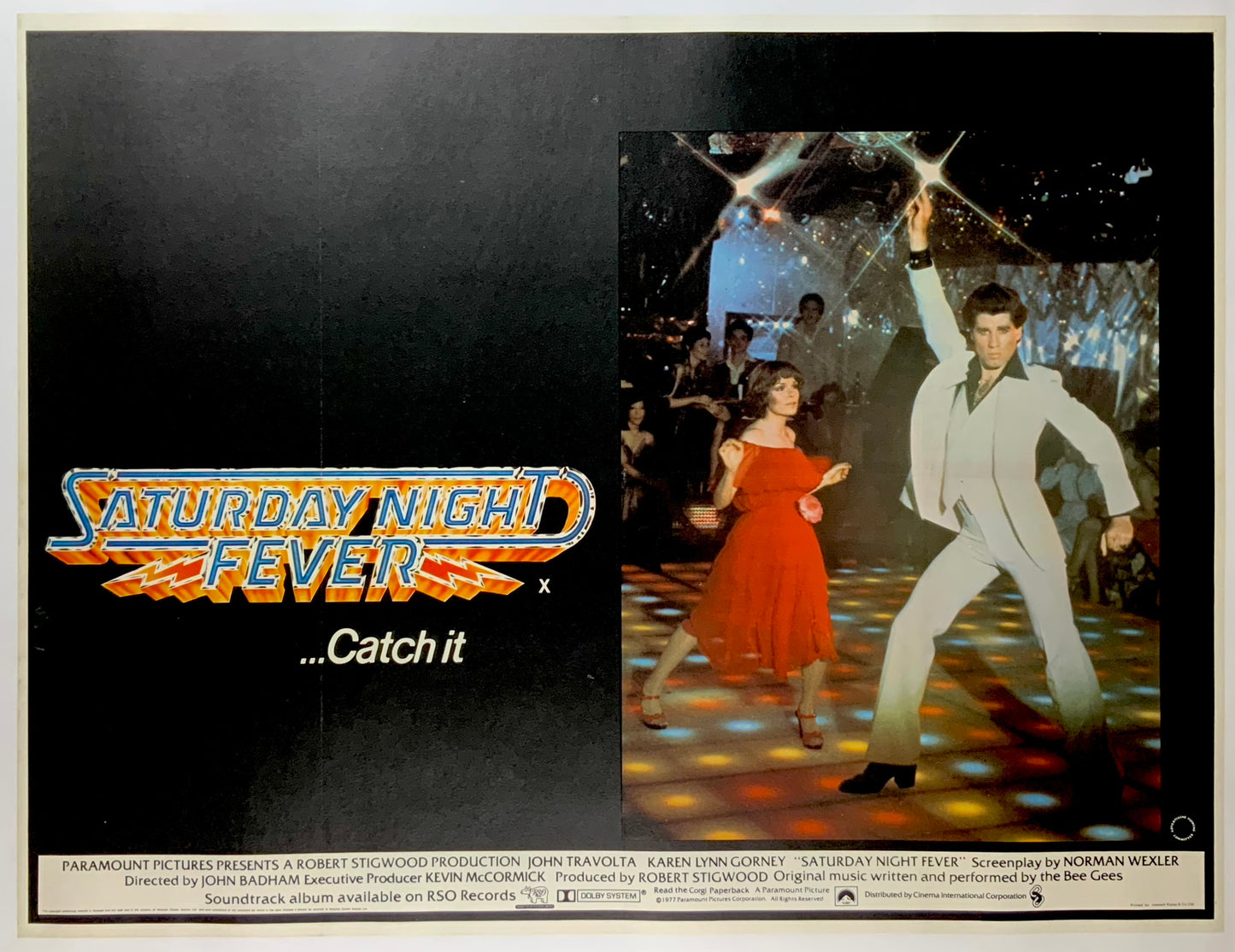 An original UK Quad movie poster for the John Travolta film Saturday Night Fever