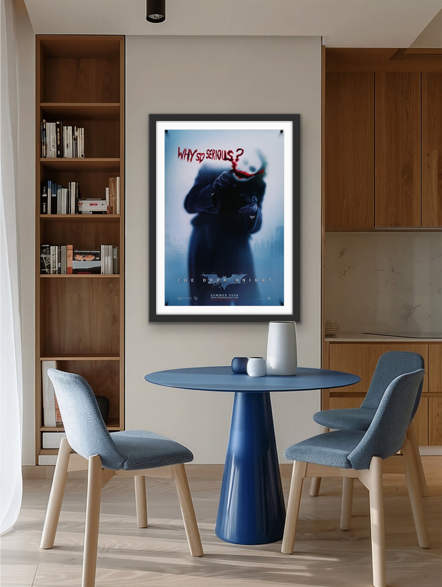 An original movie poster with Heath Ledger as the Joker for the Batman film The Dark Knight