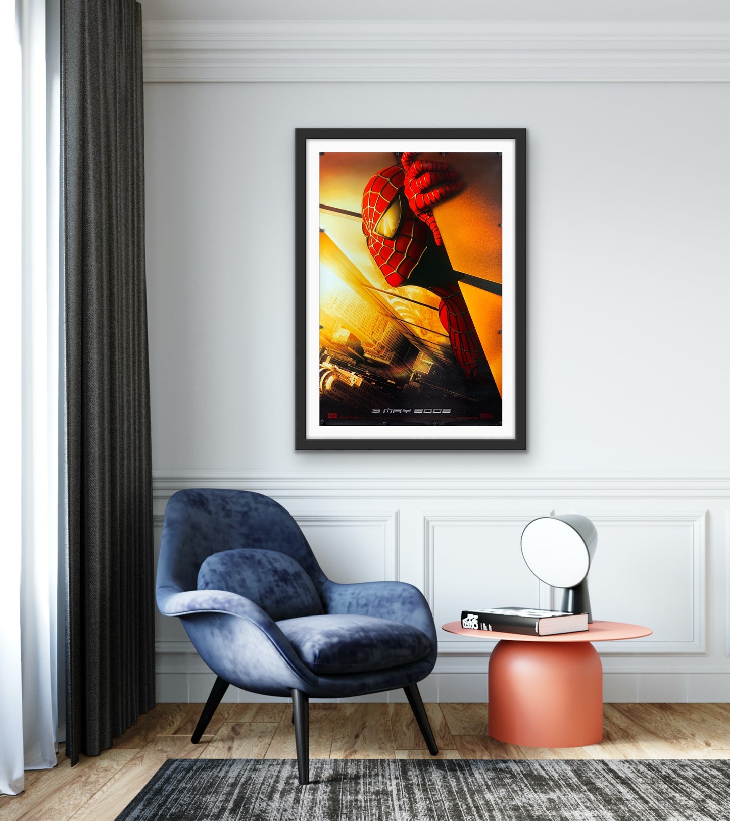 An original 'twin towers' teaser movie poster for the film Spider-Man (2002)