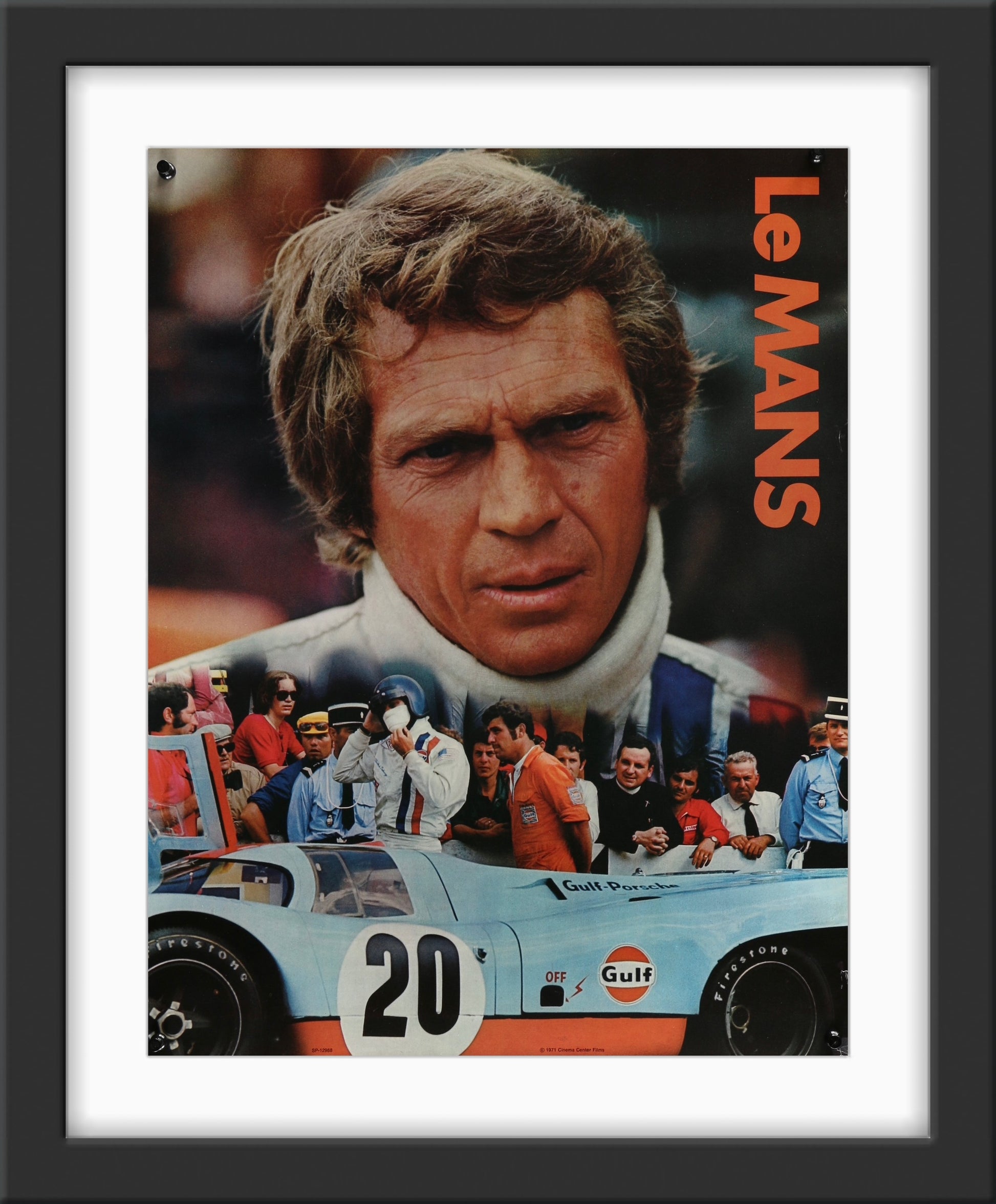 An original promotional poster for the Steve McQueen film Le Mans