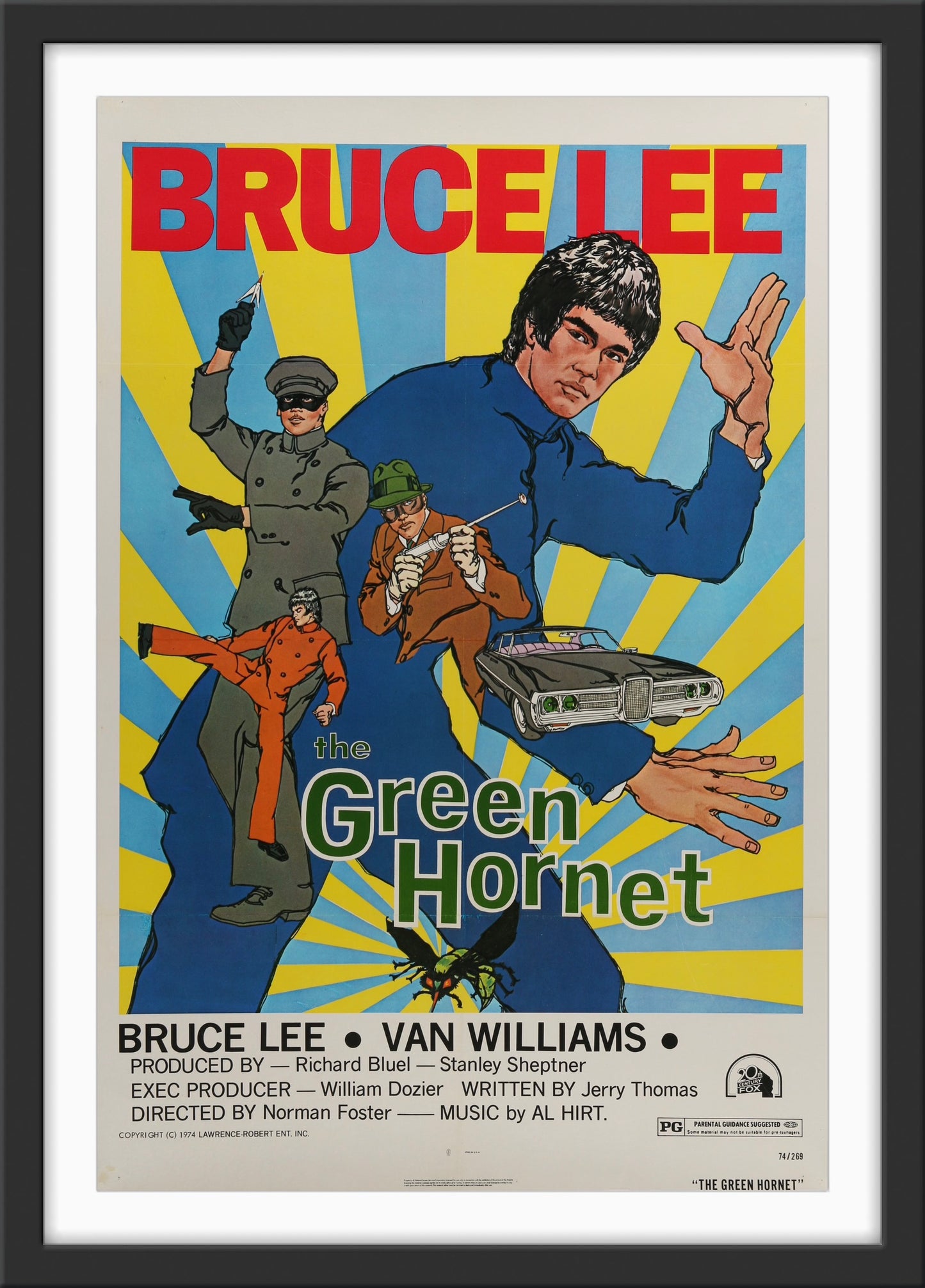 An original movie poster for the Bruce Lee film Green Hornet