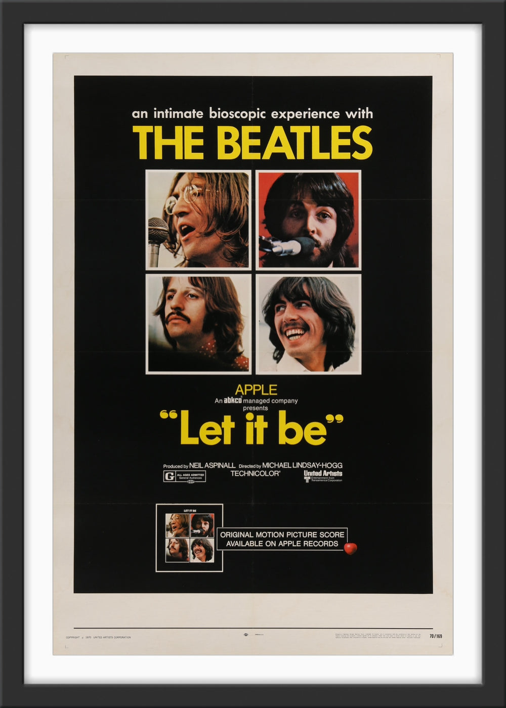 An original one sheet movie poster for The Beatles film Let It Be