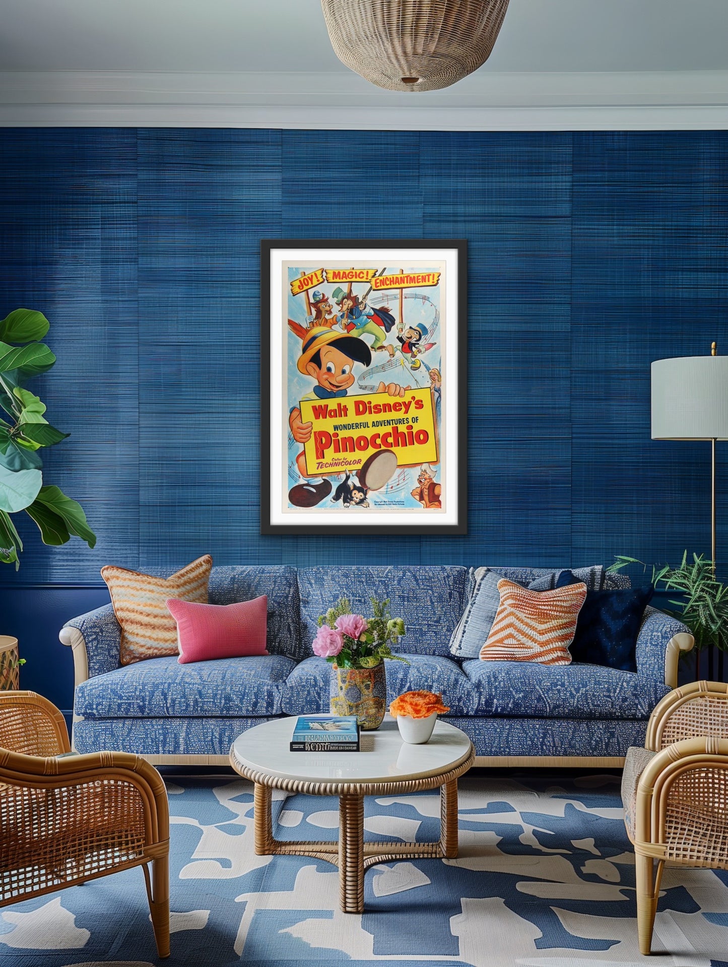 An original one sheet movie poster from the 1954 release of Disney's Pinocchio