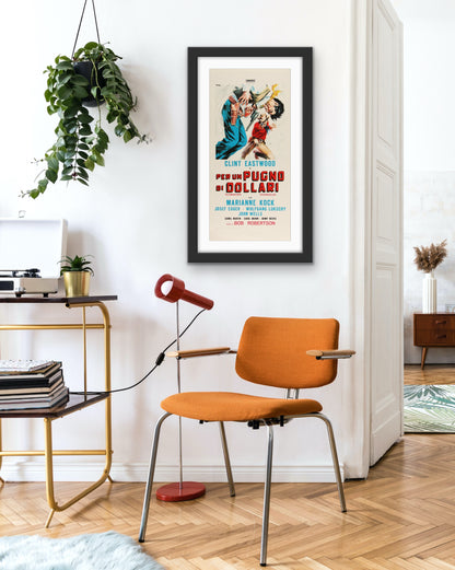 An original italian movie poster for the spaghetti western movie A Fistful of Dollars