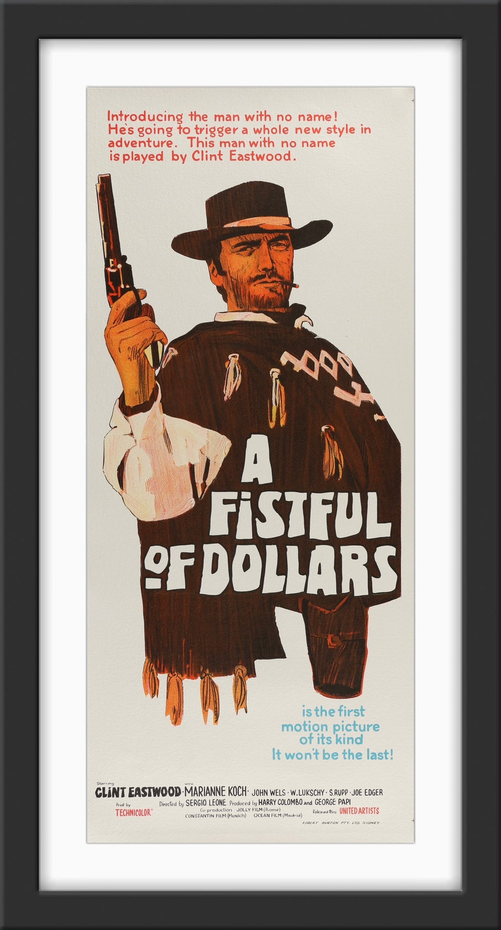 An original movie poster for the film A Fistful of Dollars