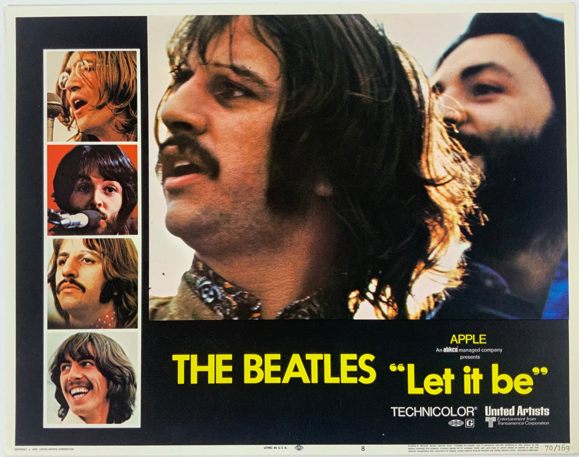 An original 11x14 lobby card for the Beatles film Let It Be