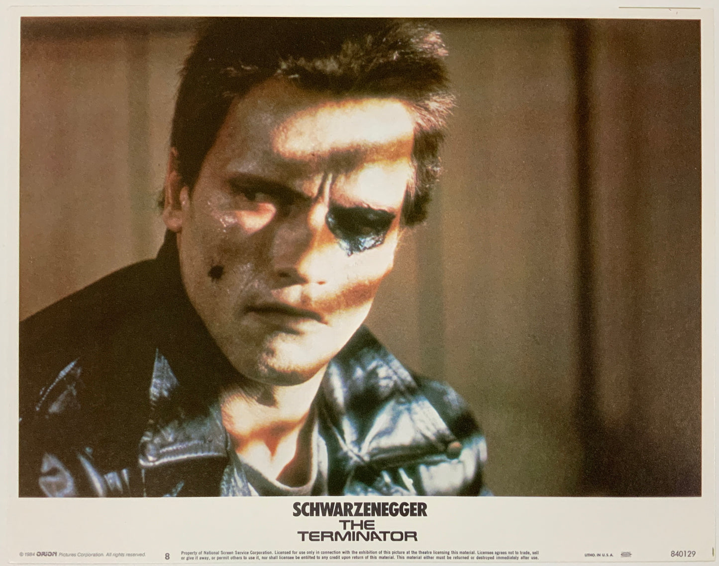 An original 11x14 lobby card for the film The Terminator