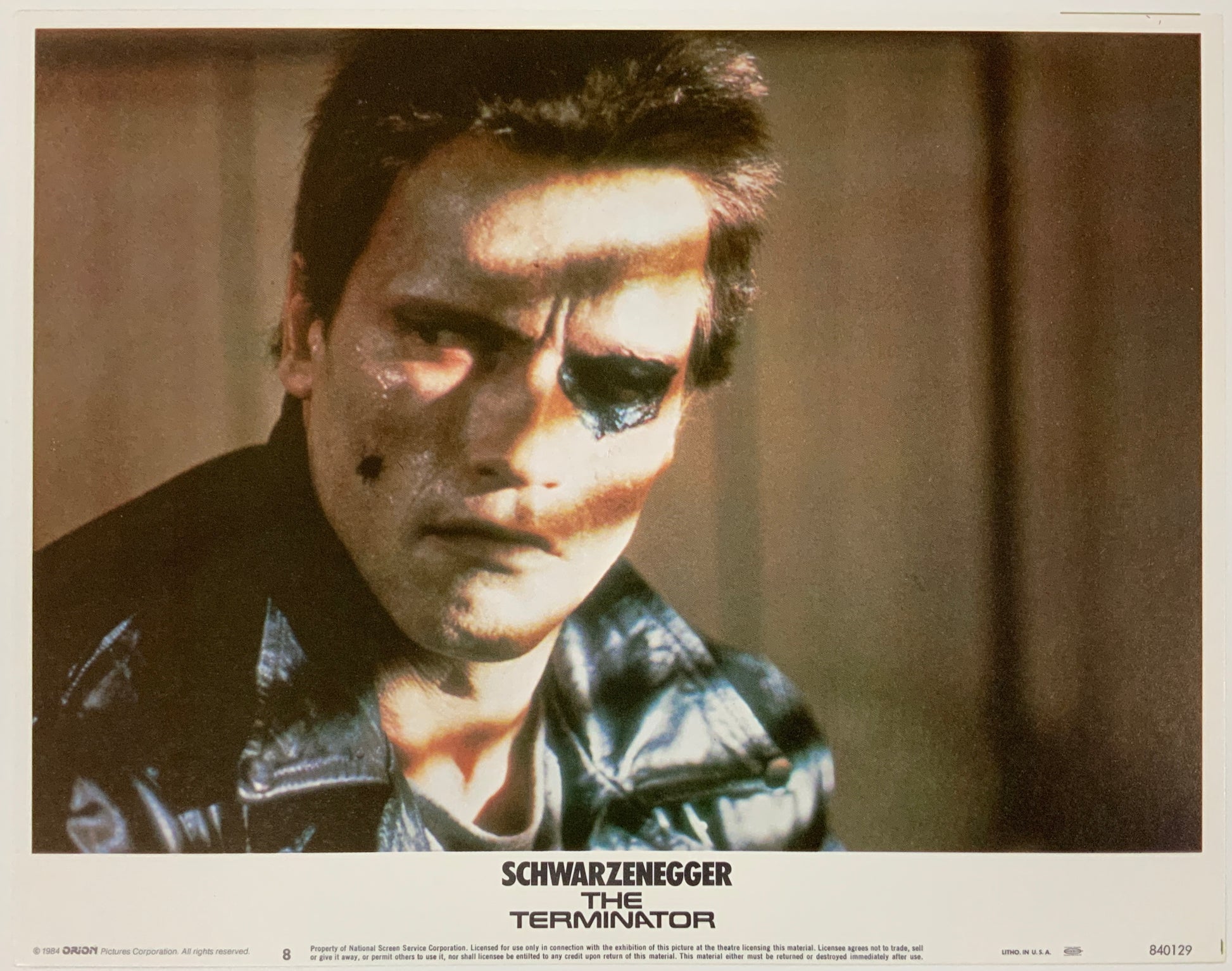 An original 11x14 lobby card for the film The Terminator
