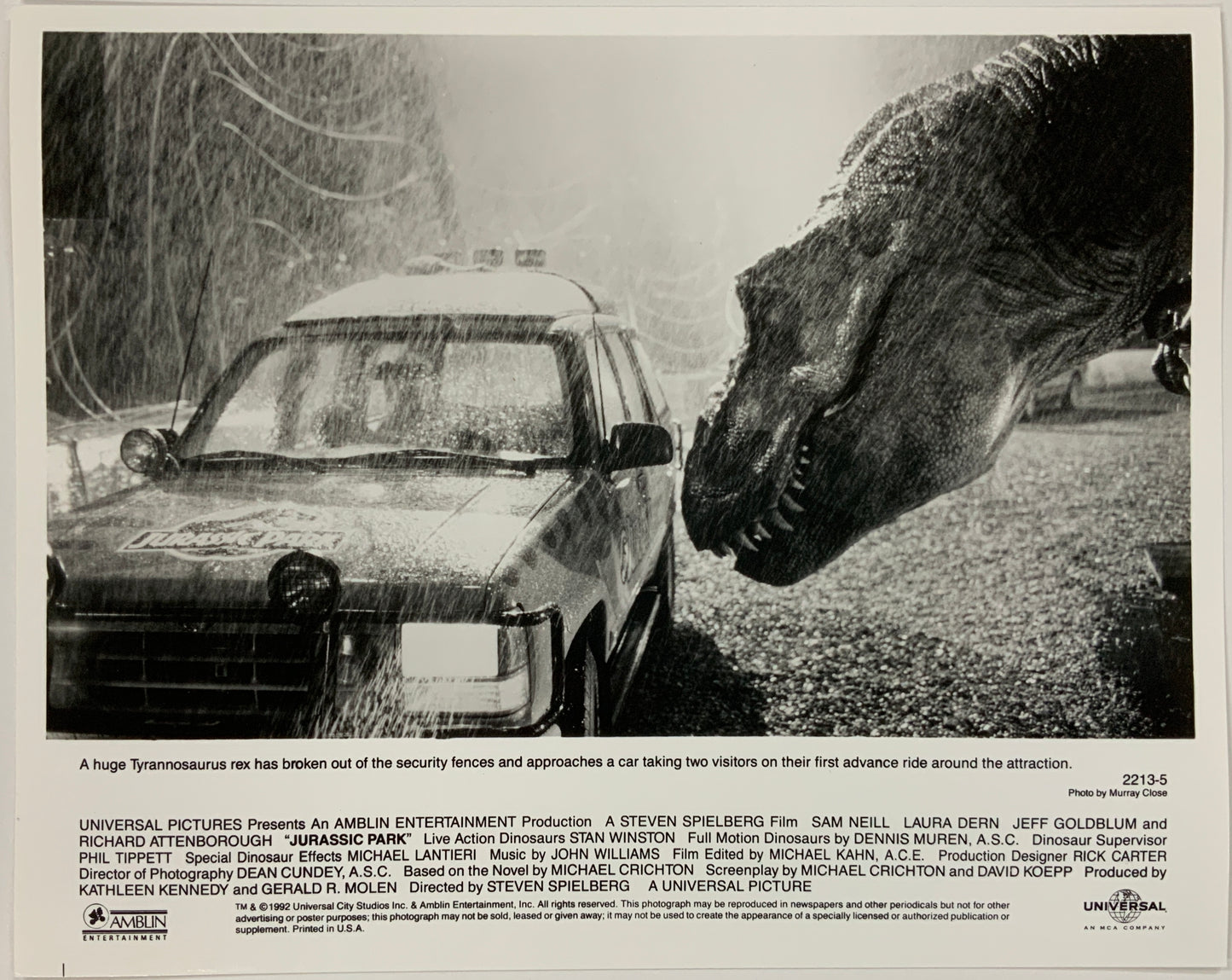 An original 8x10 movie still for the film Jurassic Park