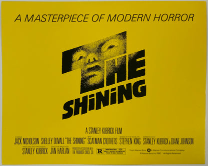 An original title lobby card for the Stanley Kubrick film The Shining