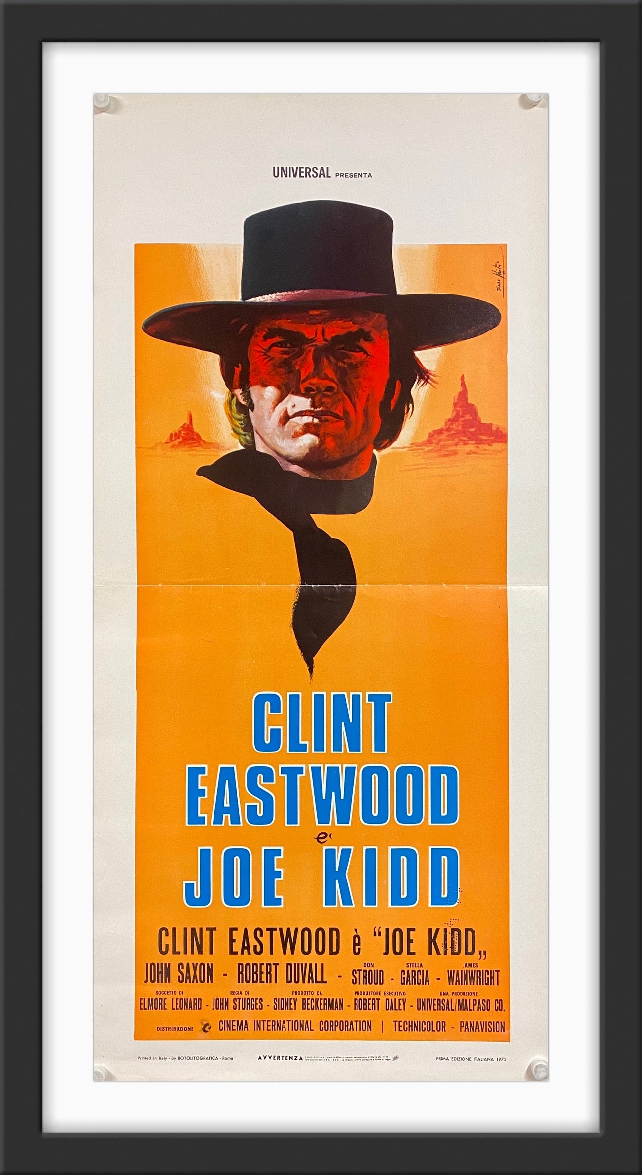 An original Italian movie poster for the Clint Eastwood film Hoe Kidd