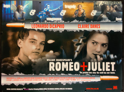 An original U.K. quad movie poster for the film Romeo + Juliet