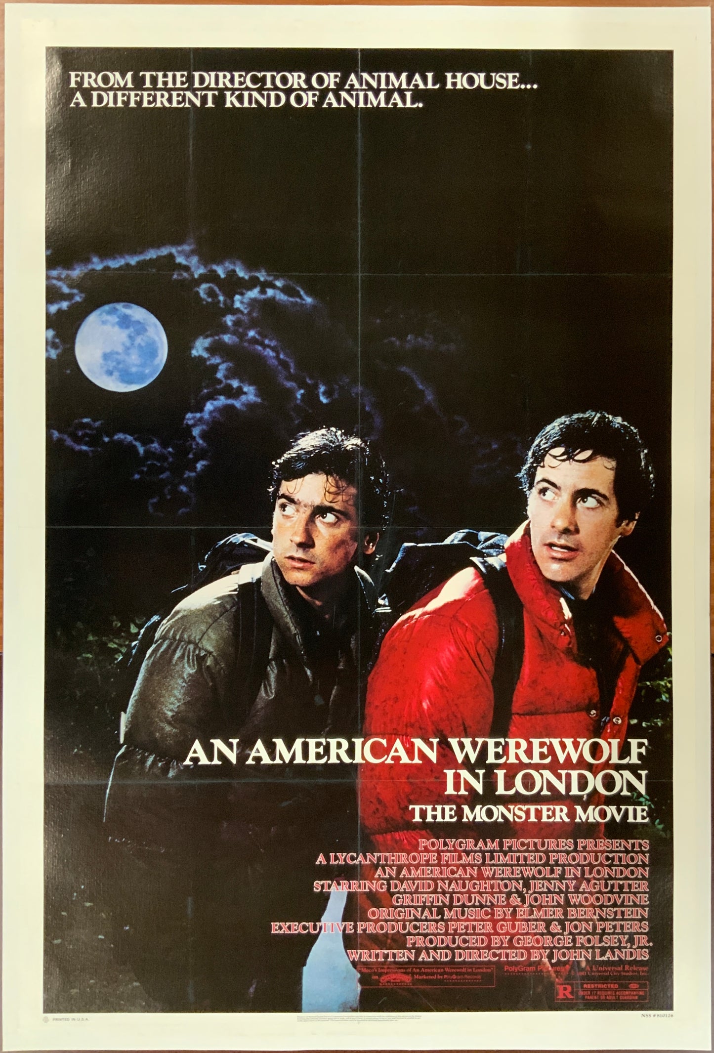 An original movie poster for the film An American Werewolf In London