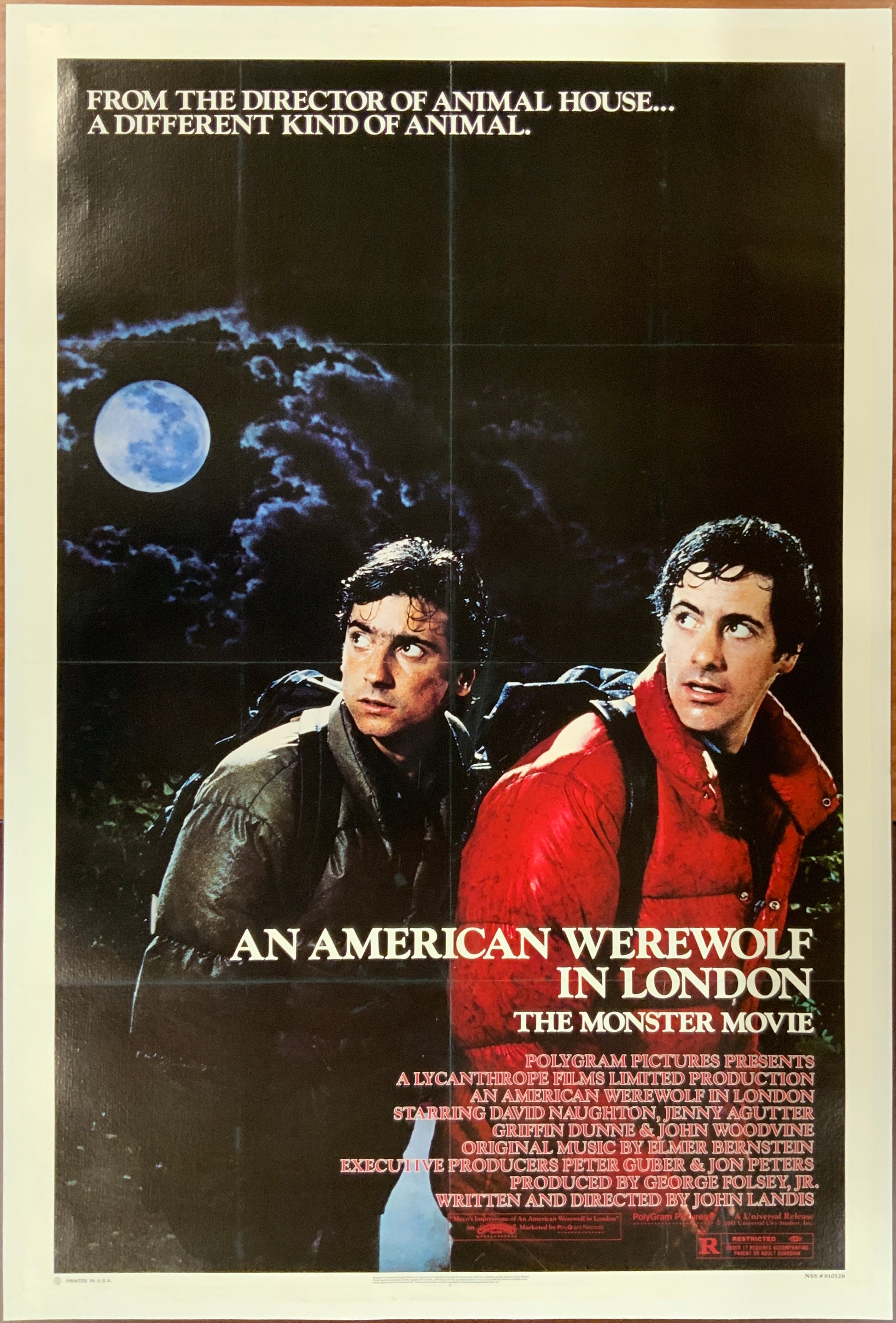 An original movie poster for the film An American Werewolf In London