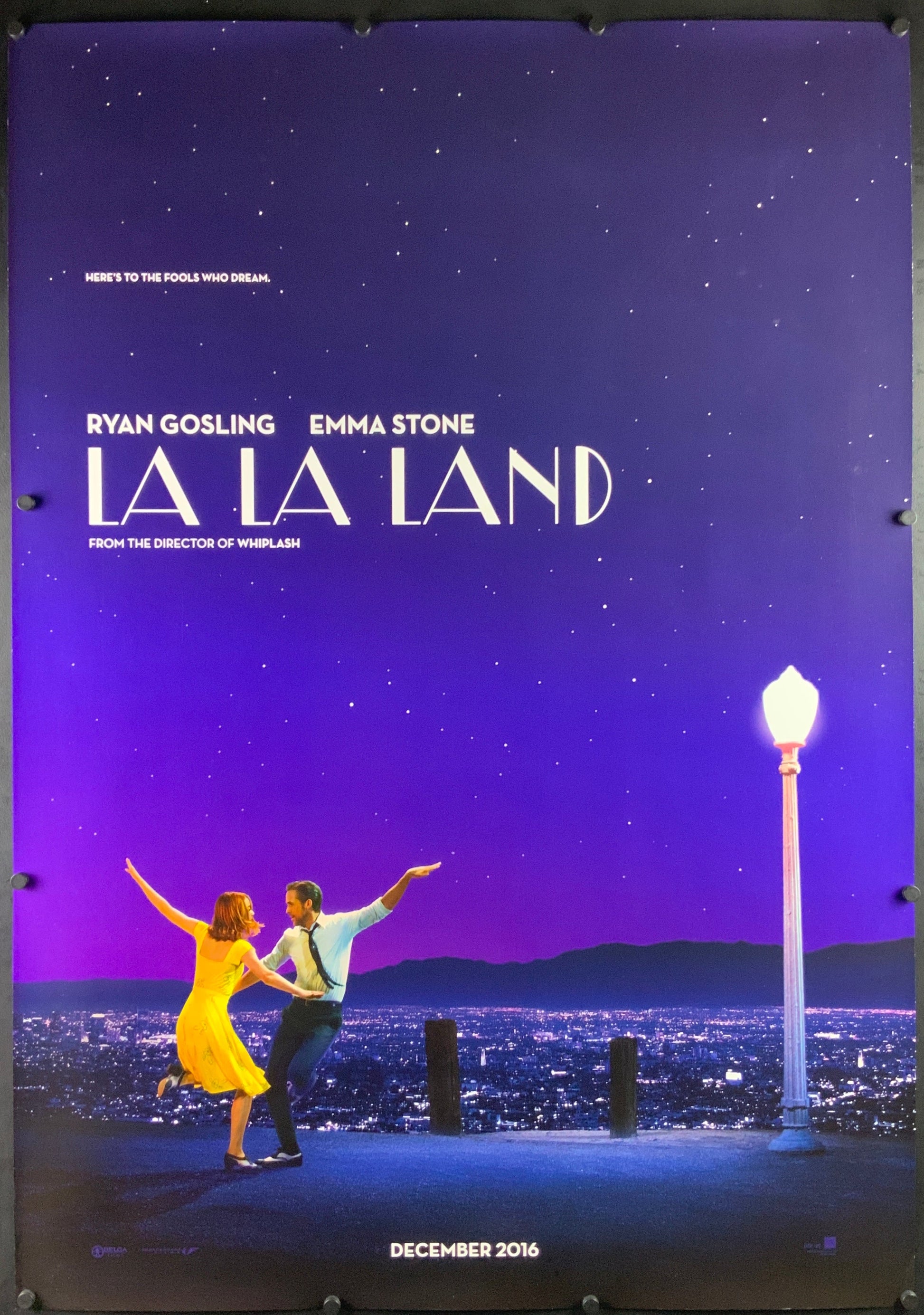 An original movie poster for the film La La Land