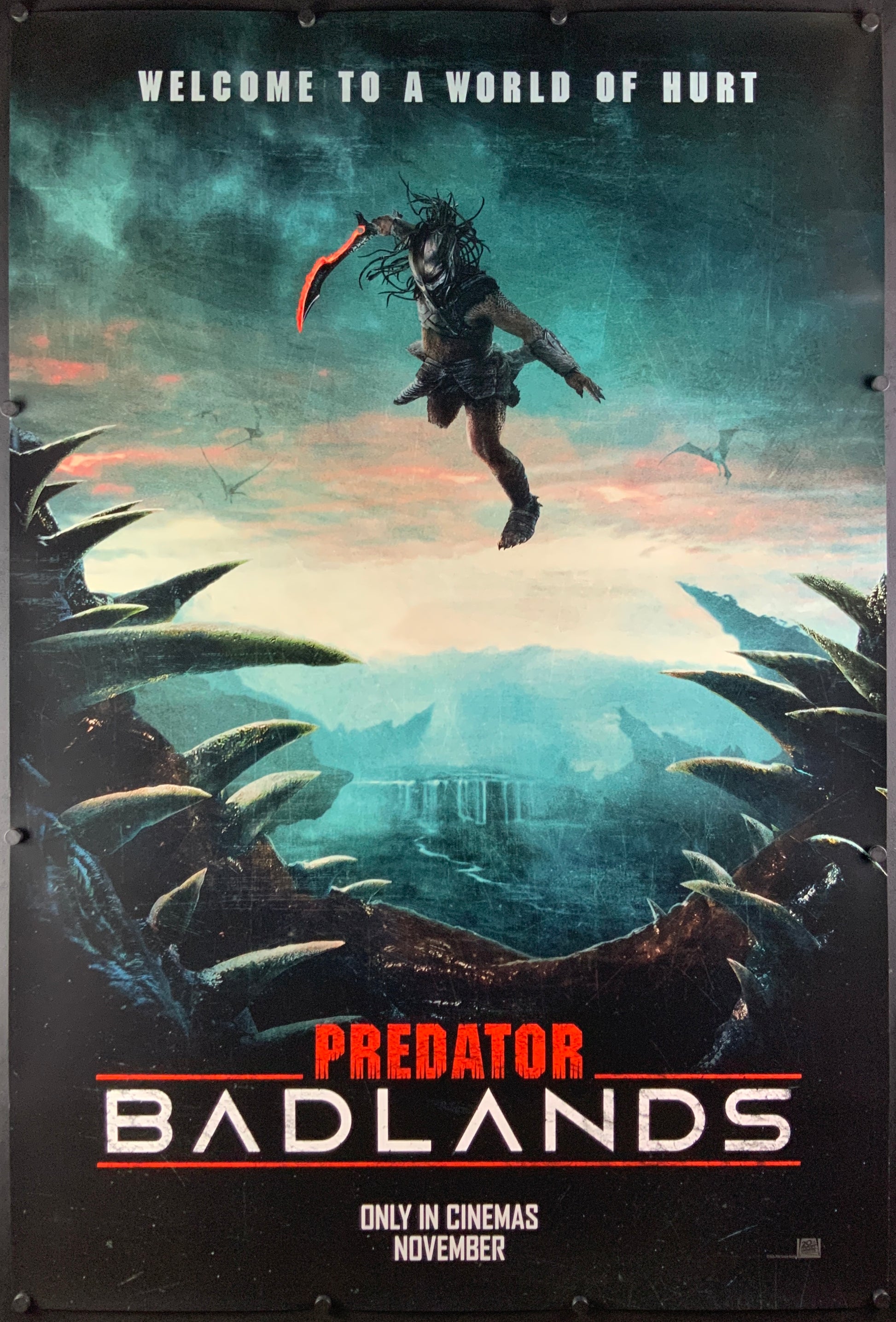 An original movie poster for the film Predator Badlands