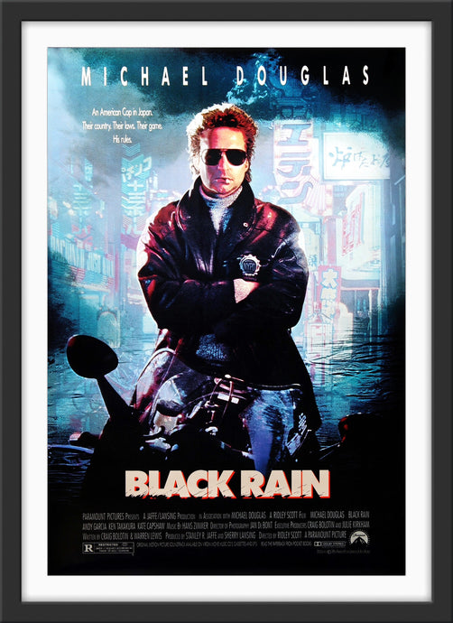 An original movie poster for the Michael Douglas film Black Rain