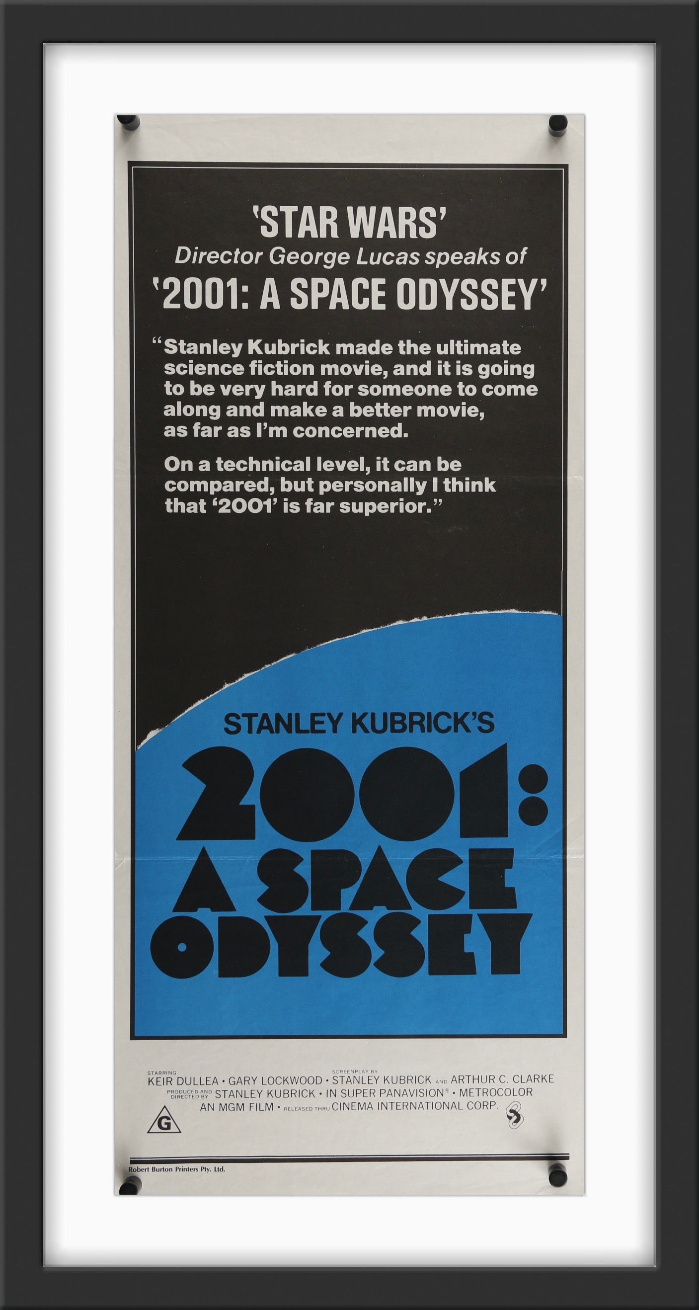 An original Australian movie poster for the Stanley Kubrick film 2001 A Space Odyssey