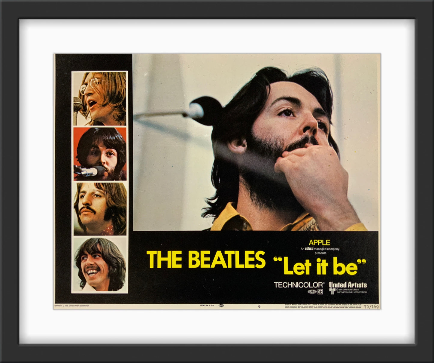 An original 11x14 lobby card from the Beatles film Let It Be