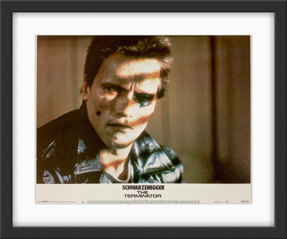 An original 11x14 lobby card for the film The Terminator