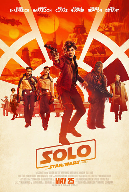 An original movie poster for the film Solo A Star Wars Story